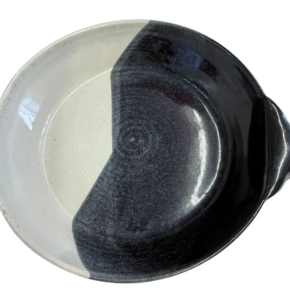 Vintage EJ King Studio Art Pottery Black White 10